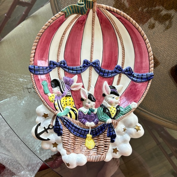 Fitz & Floyd Ballooning Bunnies Serving Tray - Picture 1 of 10